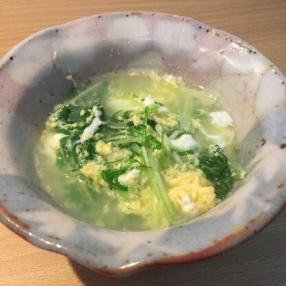 水菜を沢山頂いたので、作りました。スープで栄養無駄にすることなく頂けて、かつ美味しかったです＾＾